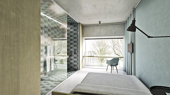 Neuartiges Raumgefühl für Gäste im Hotel Placid mit Erkerartigem Fenstervorbau